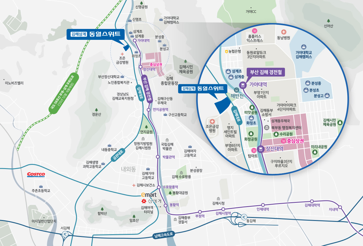 김해 삼계 동일스위트 입지환경